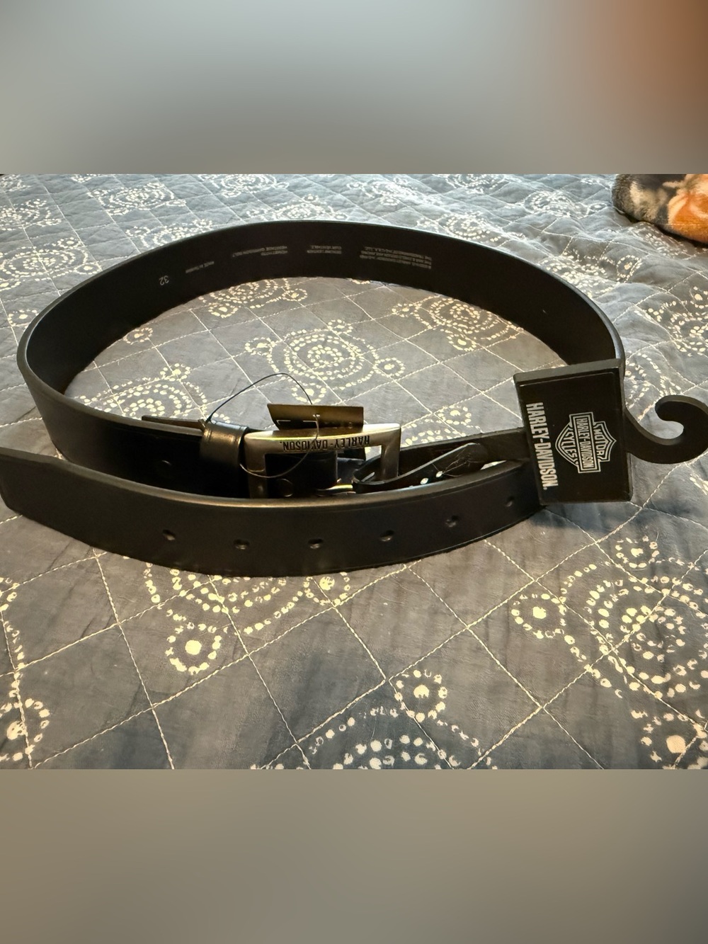 Harley-Davidson Black Leather Belt with Logo Buckle